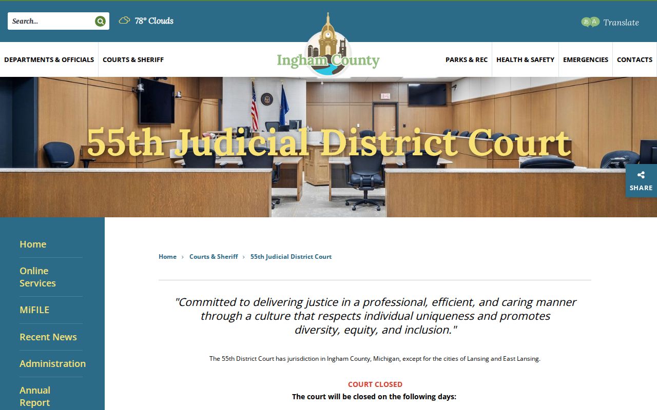 Ingham County release record access through 55th District Court